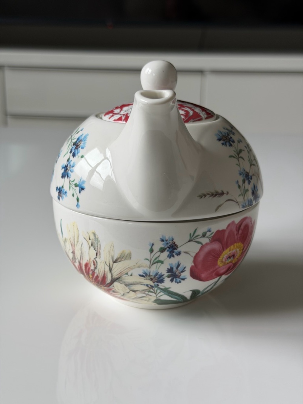 Fringe Porcelain 2-Piece Stacking Tea for One Teapot - Floral  Peony Butterfly - Picture 3 of 13